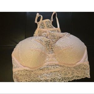 Victoria’s Secret Cream / Pink Colored Lace Bra